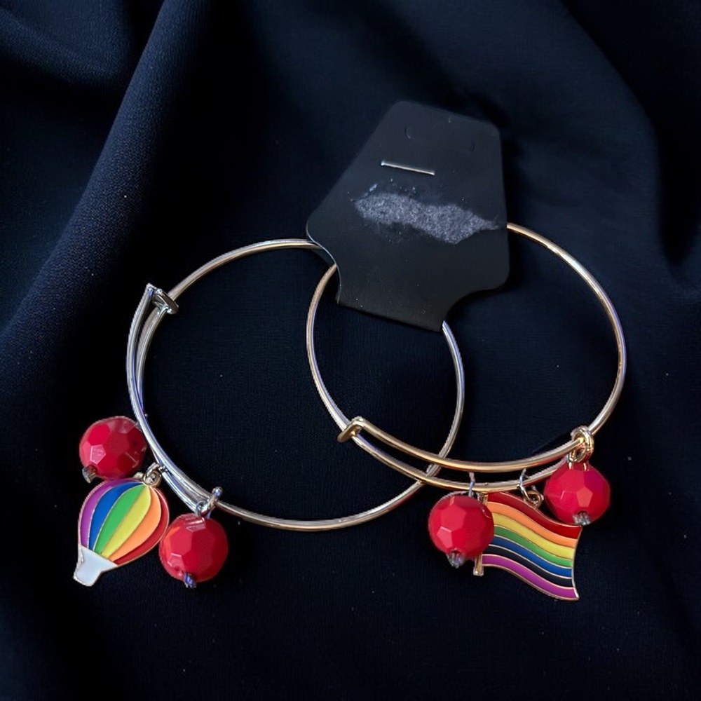 Rainbow Pride expandable charm bangle bracelets